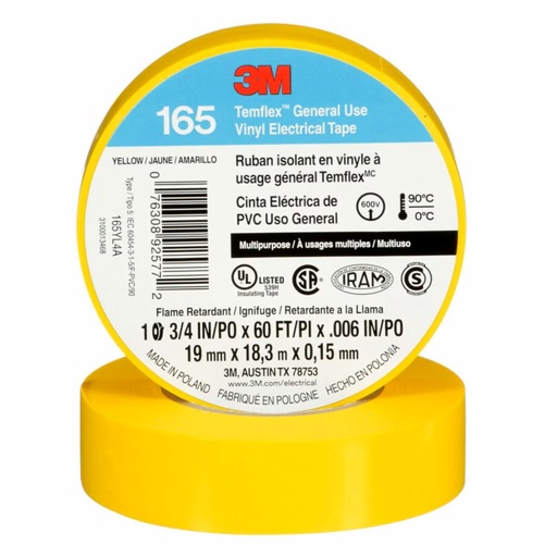 [165YL4A] UU009472653 TEMFLEX 165 AMARILLO 19 MM X 18.3 M